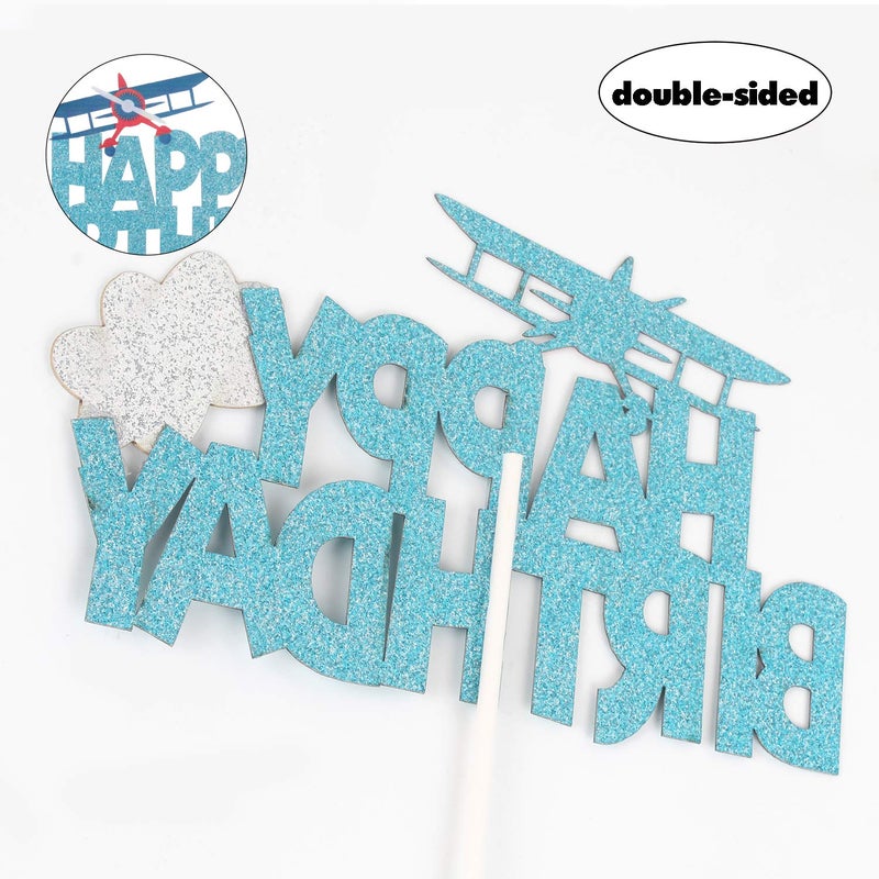 LILIPARTY Airplane Happy Birthday Cake Topper First Birthday Party Decoration Travel Theme Kids Birthday Party Supplies - Image 5
